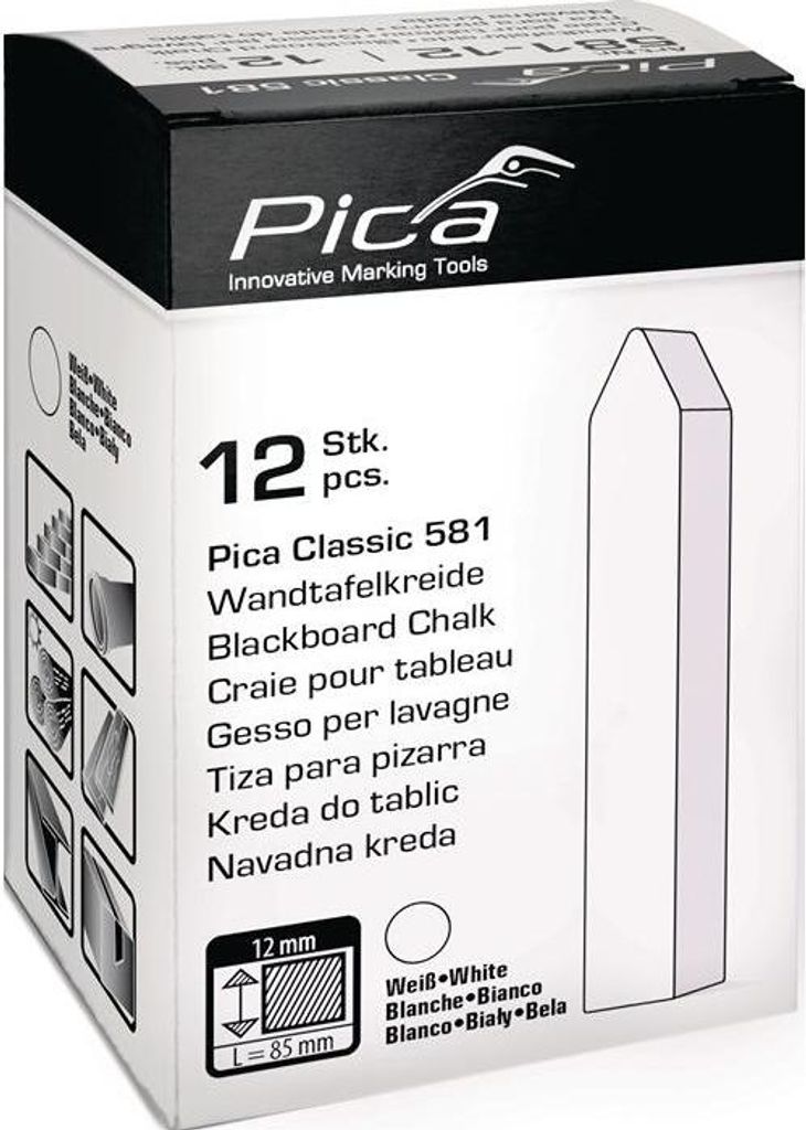 Tafelkreide Classic weiß L90xB12xH12mm 12 St./Schachtel PICA