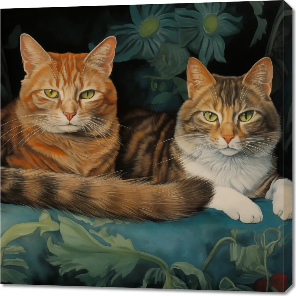 Tableau Chats sur un fauteuil 90x90 cm - Décoration murale carrée
