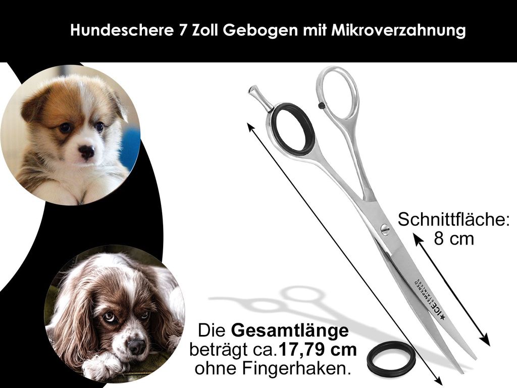 Lange Hundehaarschere Hunde-Haarschere Fellschere mit Mikroverzahnung 22 cm 