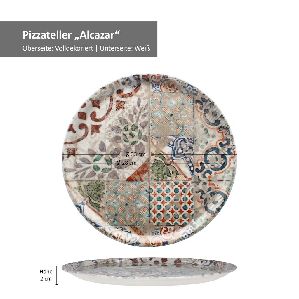 MamboCat Lot De 4 Assiettes à Pizza Stone Drops 33cm - Aspect Pierre 3D - Porcelaine