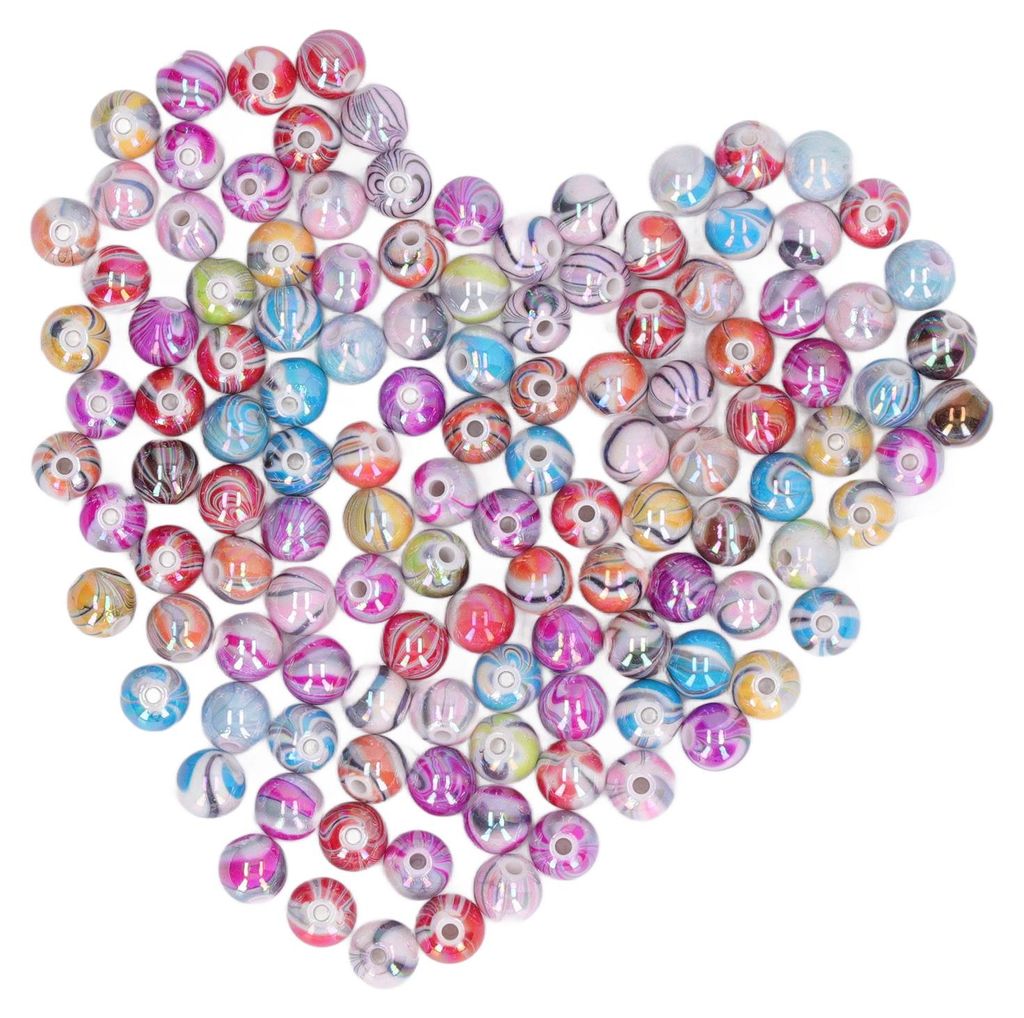 300 Acrylperlen, 8 mm, mehrfarbig, Schmuckherstellung, DIY-Rundperlen-Zubehör für Armbänder und Halsketten
