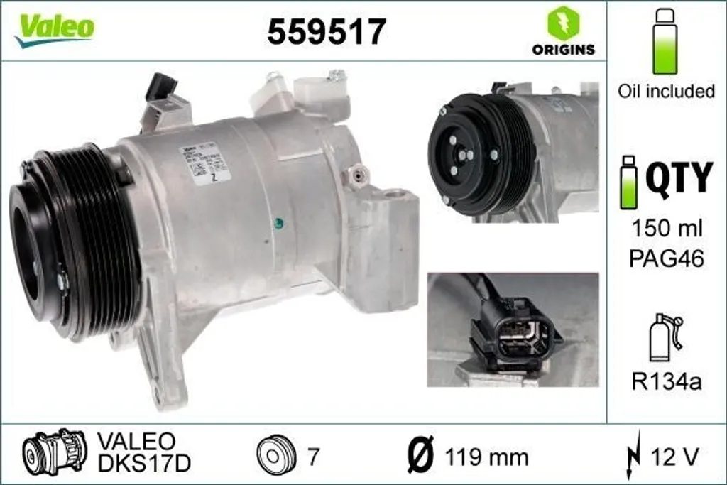 Compresseur de clim Valeo 559517 d'origine OE 92600 JP00B