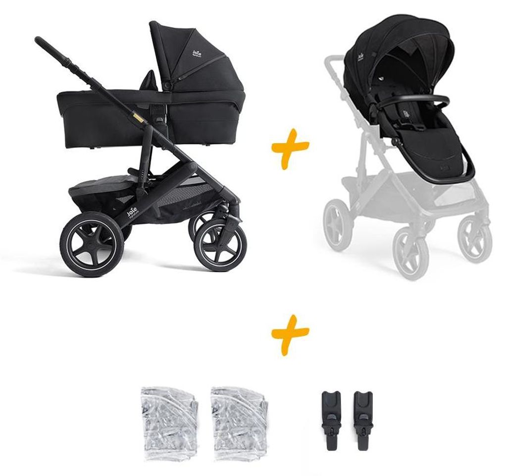 Joie Vinca Kinderwagen mit Ramble XL Babywanne – verstellbar, faltbar, UPF 50+, inkl. Regenverdeck & Federung, Eclipse