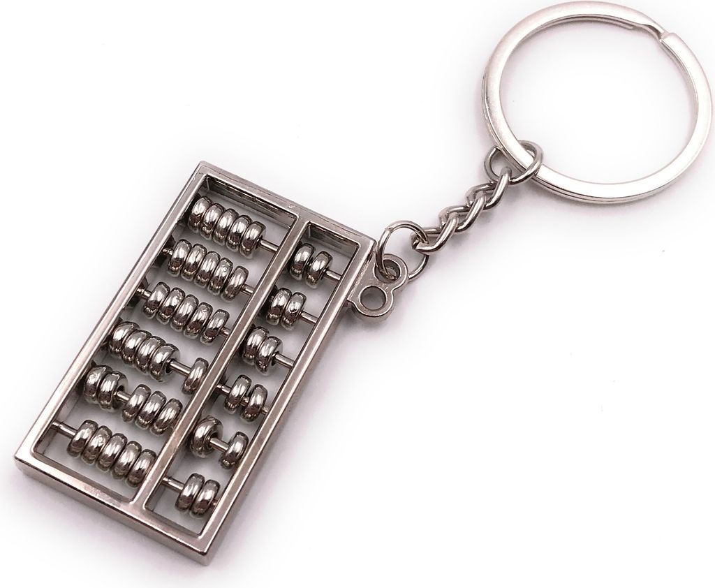 Onwomania Schlüsselanhänger Rechentafel Rechenrahmen Abakus silber Anhänger Keychain