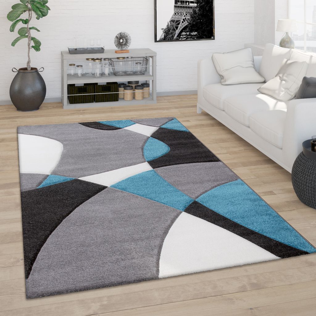 Teppich Wohnzimmer Kurzflor Modern 3D Look Konturenschnitt Abstraktes Muster Grösse 240x330 cm