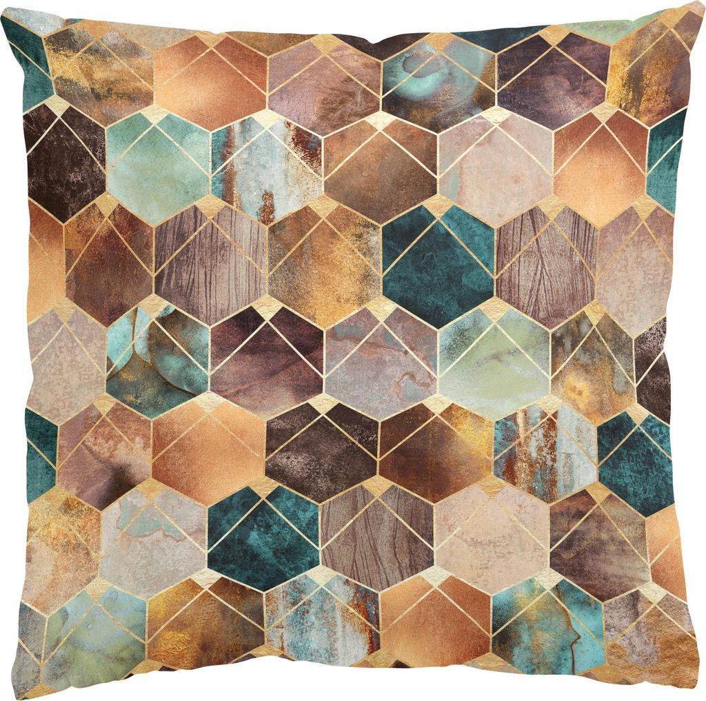 Dekokissen Muster drinnen / Indoor Zierkissen Samt waschbar Geometrisch gold Aquarell Abstrakt Sofakissen mit Füllung