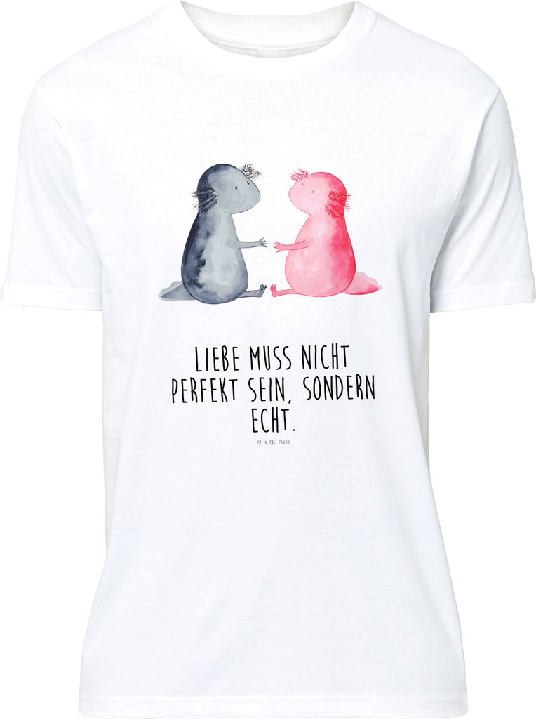 Mr. & Mrs. Panda S T-Shirt Axolotl Liebe - Weiß - Geschenk, Basic-Shirt, Valentinstag, Tshirt, oberteil, Jersey-Shirt, Lurch