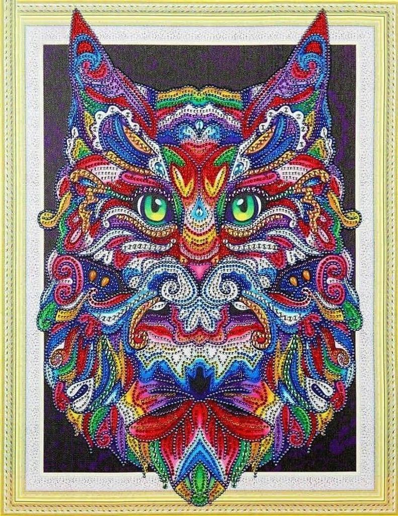 Mosaik-Diamantmalerei Set - Schnurrbartkatze 47x57 cm