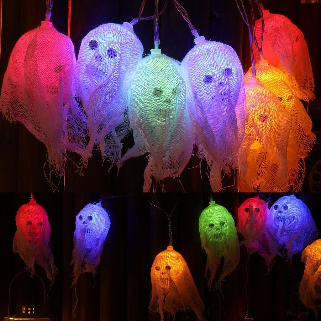 2.5m Halloween Schädel Lichterkette LED Batteriebetrieben Produktbild 