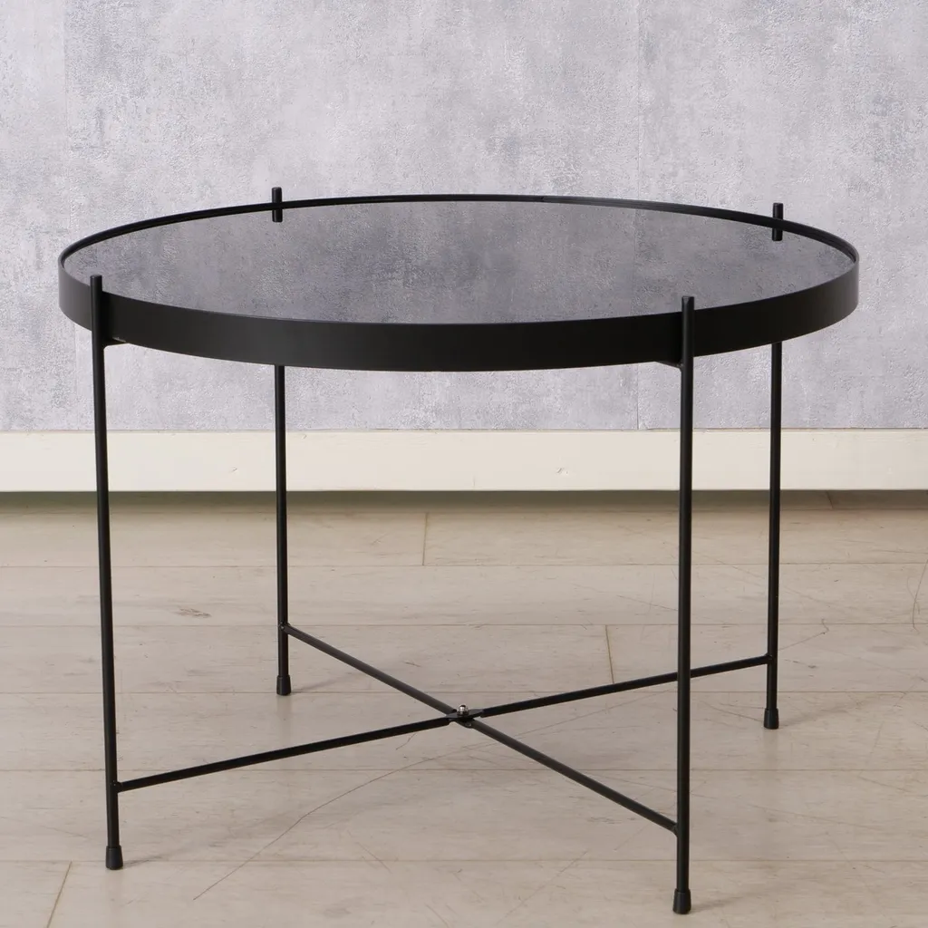 Table basse d'appoint pour petit salon - Métal et Verre SHERIN 40 cm