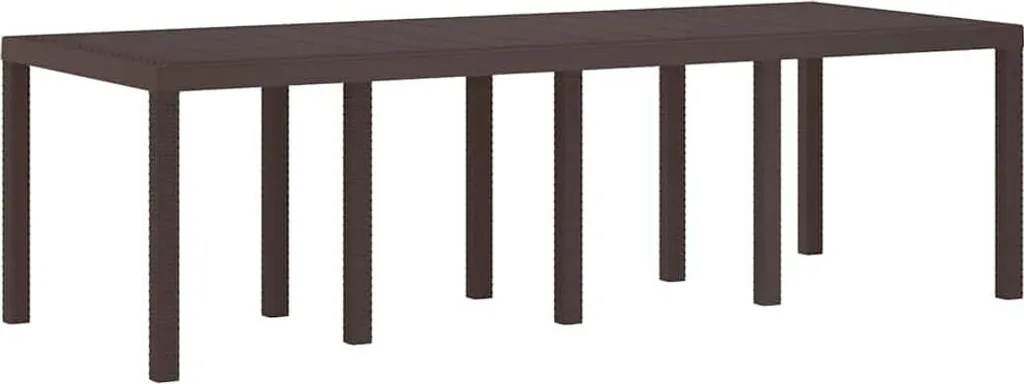 Table de jardin marron en résine tressée robuste 250 cm de long