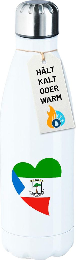 Huuraa Trinkflasche Äquatorialguinea Flagge Herz 500ml White Edelstahl Wasserflasche Trinkflasche Geschenkidee