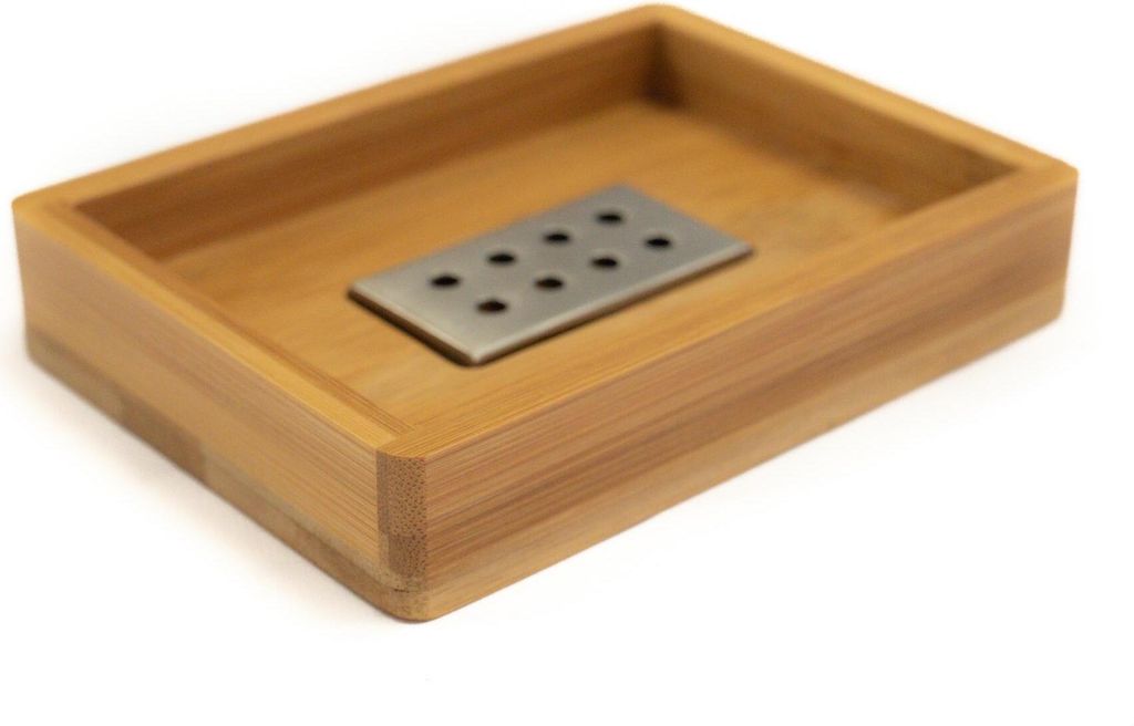 Bagnoxx Seifenschale, Seifenablage aus Bambus (LxBxH): 13,5cm x 9,8cm x 2,5cm Braun Badezimmer Zubehör, Badaccessoires Bambus