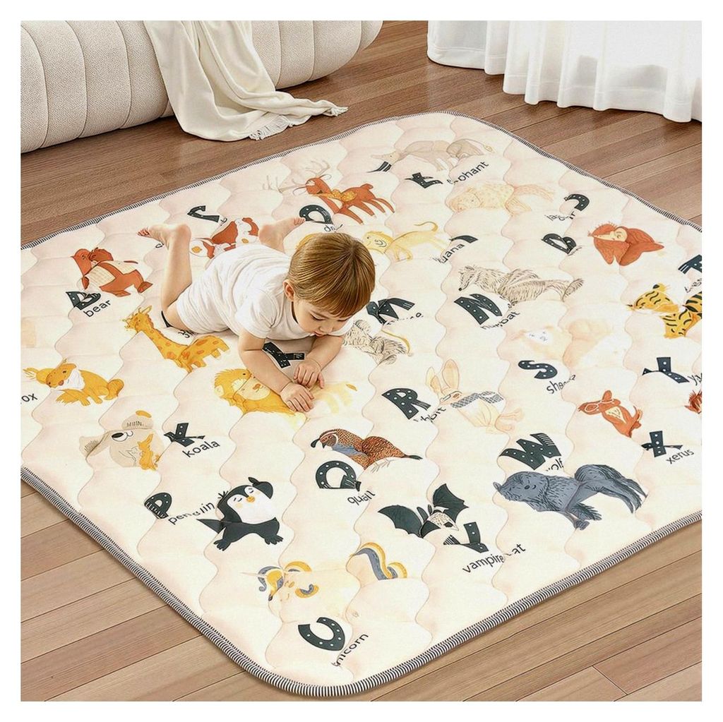 Krabbelmatte für Babys 127x127 cm, Extra Dicke und Weiche Faltbare Spielmatte, Rutschfeste Schadstofffreie Krabbeldecke für Babys, Spielmatte fü...