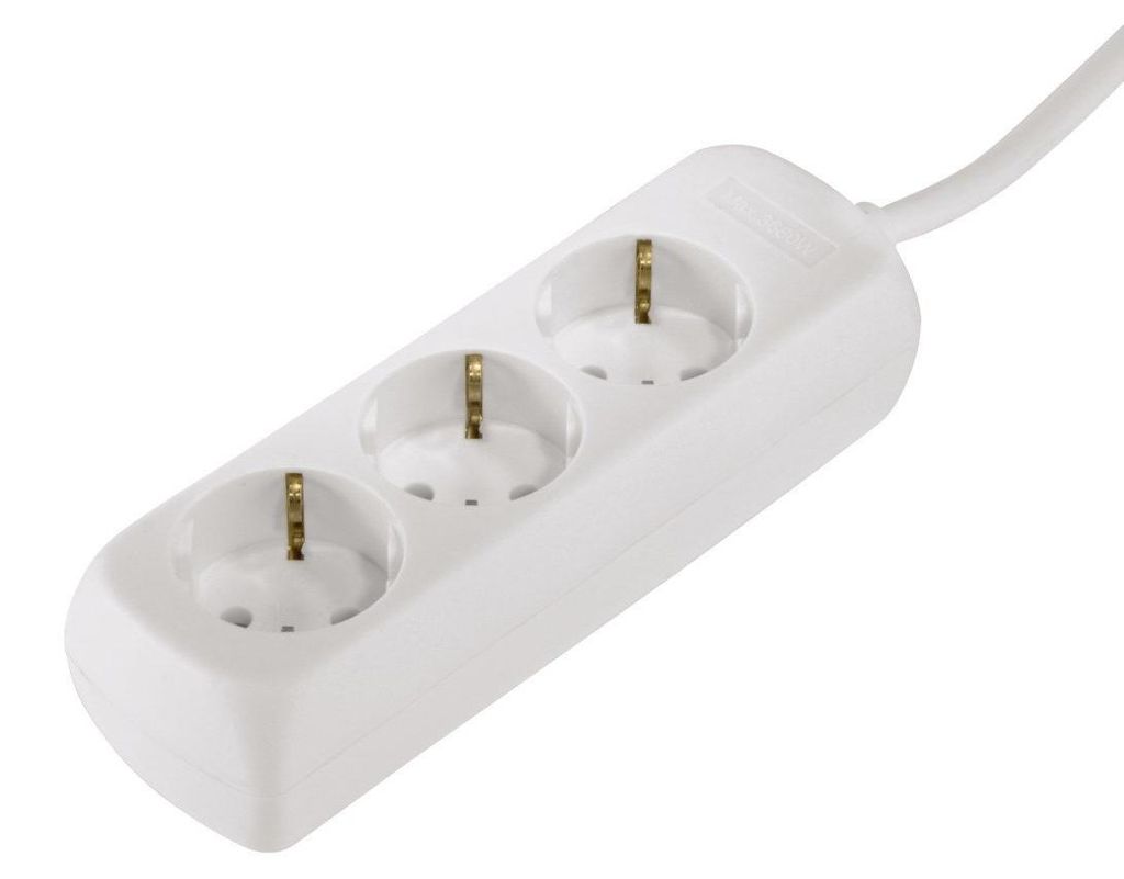 Hama 00030528, 3 AC-Ausgänge, 230 V, 50 Hz, 3500 W, Weiß, Produktbild 
