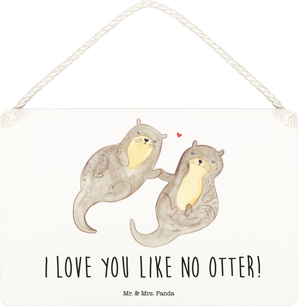 Mr. & Mrs. Panda Wandbild Holz Otter Hände halten DIN A5 - Transparent - Geschenk, glücklich, Paar, holzbild, Schild, wandtafel, Liebe, sprüche,...