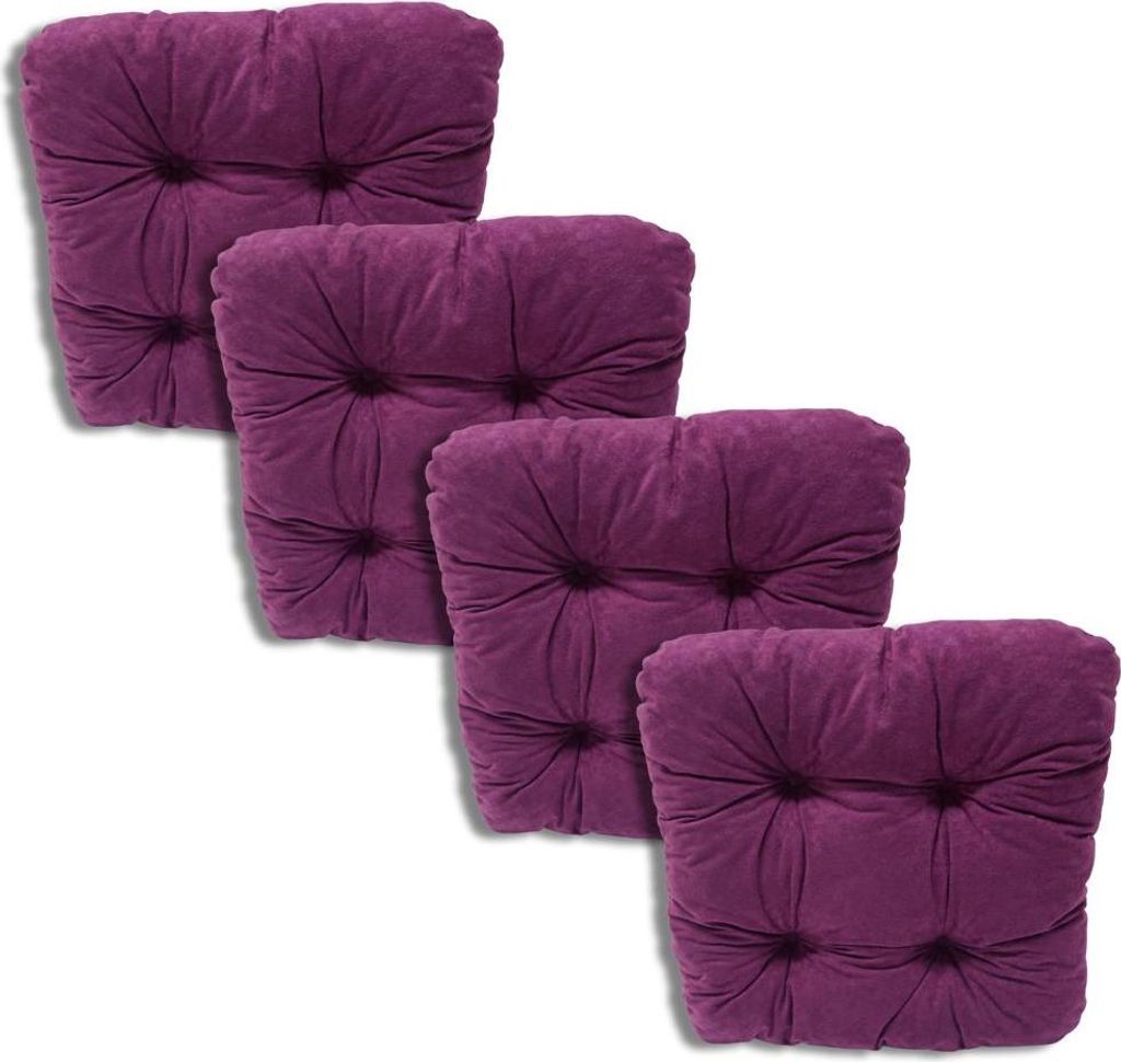 4-Pack cuscini trapuntati per sedia viola 38x38x8 cm - 1224 Immagine del prodotto 