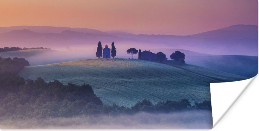 MuchoWow Poster Nebel - Natur - Pastell - Toskana 120x60 cm - Bild