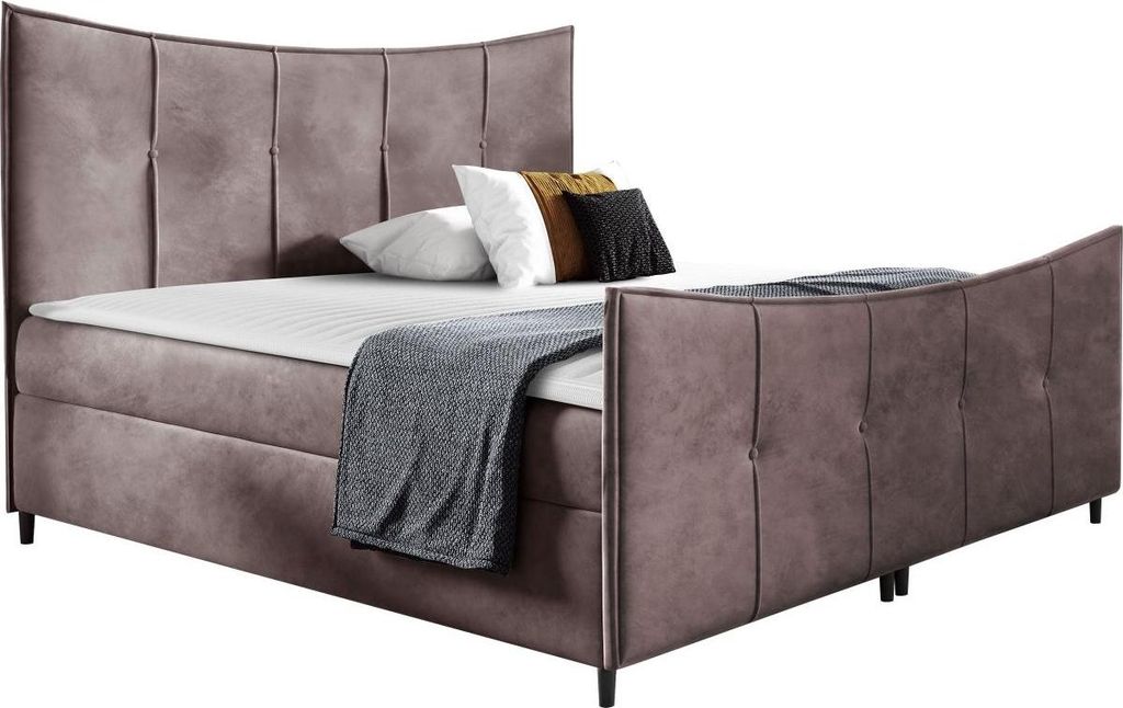 MIRJAN24 Boxspringbett Bergamo Lux, Doppelbett mit zwei Bettkästen für die Bettwäsche, Hauptmatratze und Topper, Kopfteil (Fresh 09, Größe: 12...