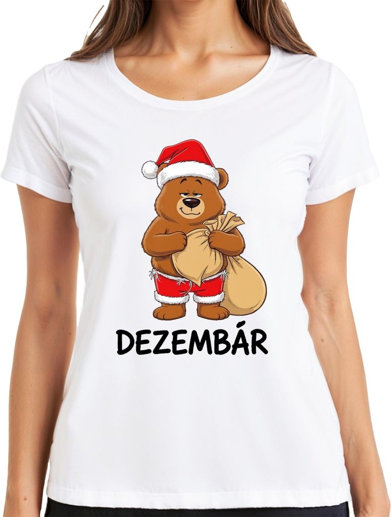 DEZEMBÄR Weihnachtsbär Cartoonbär Weihnachten Geschenk Wichteln Damen T-Shirt, Weiß, L