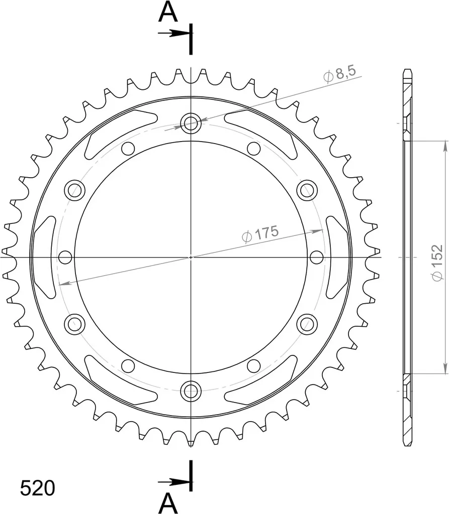 Couronne Supersprox Stealth 520 47Z Or RST-853:47-GLD pour Moto