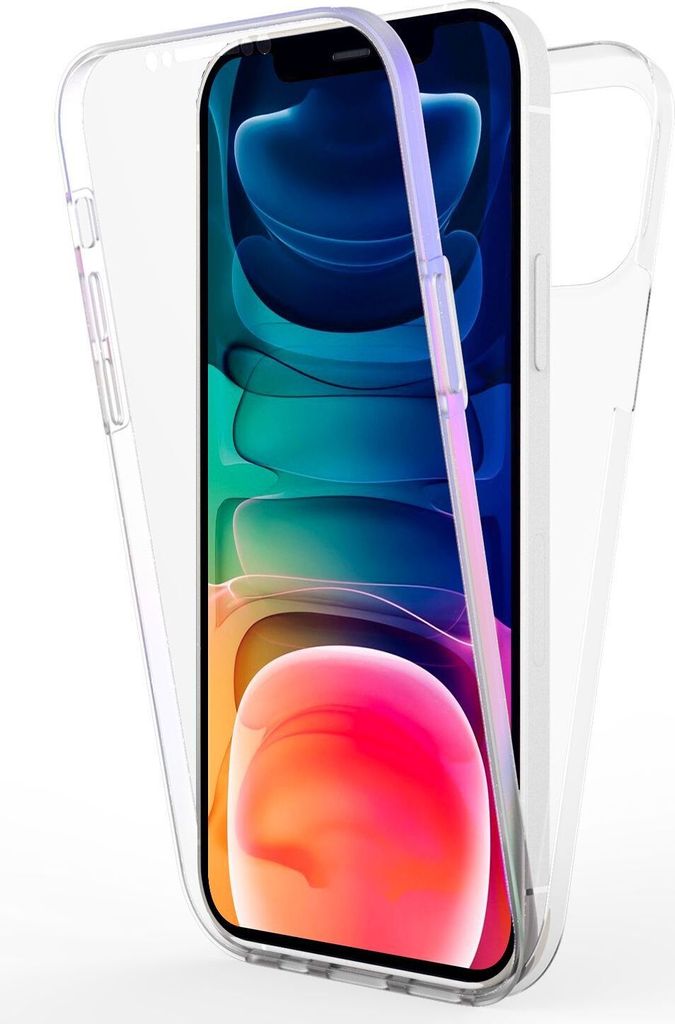 NALIA Klare 360° Schutzhülle für iPhone 13, Komplettschutz Transparent Anti-Gelb Durchsichtig Robust, Hardcase & Silikon & Displayschutz