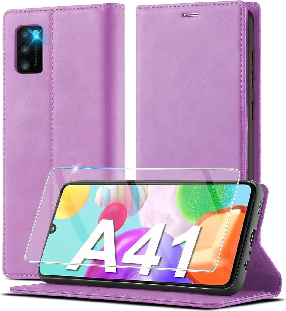 Housse Samsung Galaxy A41 en cuir bleu avec clapet de protection intégral