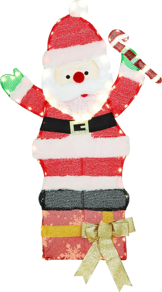 Déco Noël Extérieur Père Noël Lumineux 90 cm - Illumination LED Jardin