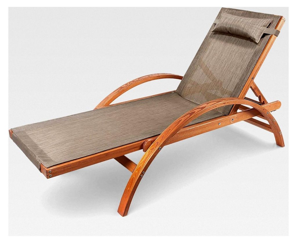 Liegestuhl Karibik, verstellbare Rückenlehne, Sonnenliege mit Armlehnen, Gartenmöbel aus behandeltem Holz, wetterfeste Gartenliege