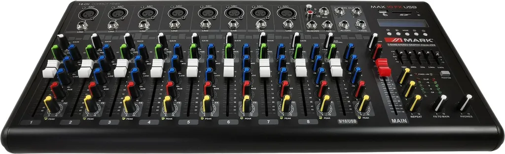 Table de mixage 10 canaux Mark MAX 10 FX USB BT pour sono et studio
