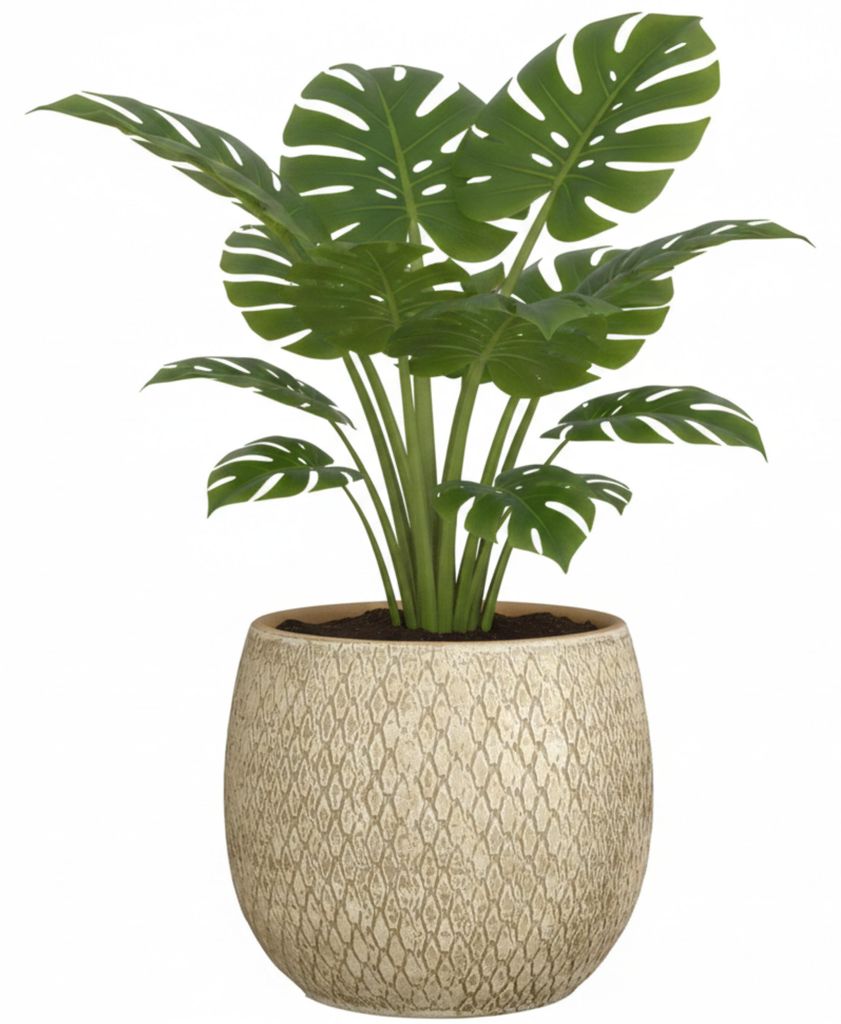 Glimmer Blumentopf / Pflanztopf Madeira - creme - terracotta - 23 cm - Schuppenmuster