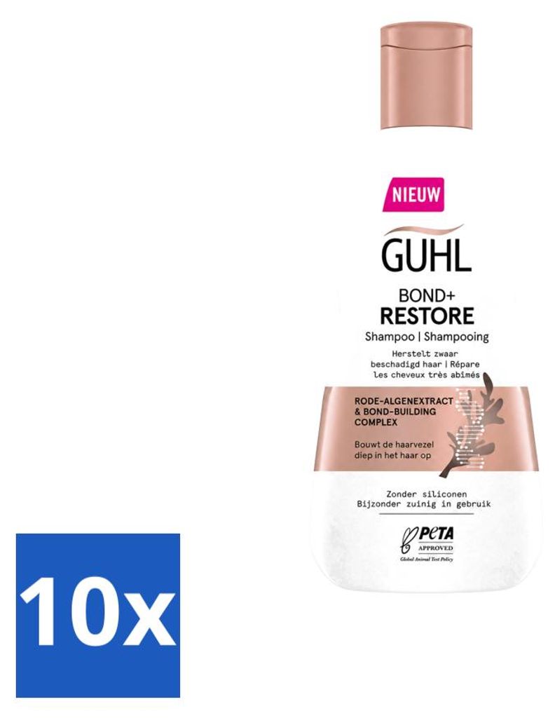 10 x Guhl Bond+ Restore Shampoo voor beschadigd haar - 250 Productafbeelding 