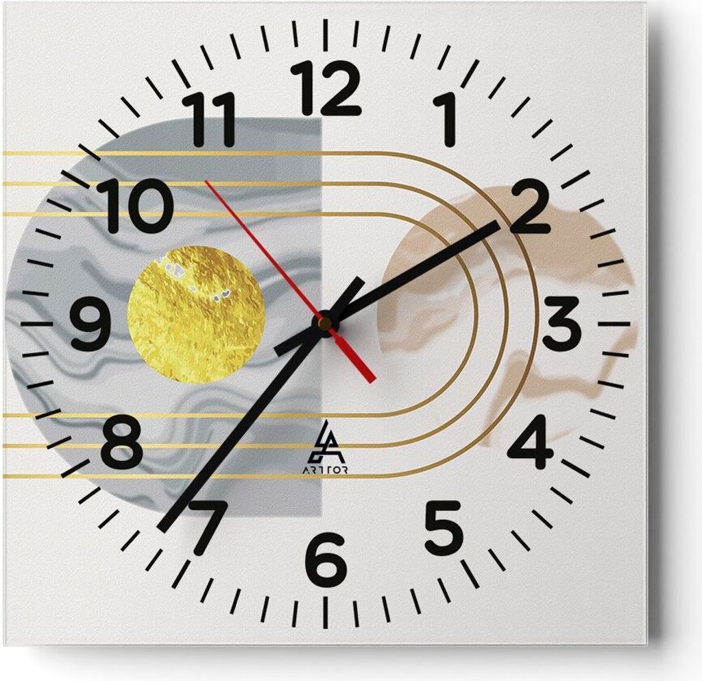 Wanduhr - Quadrat - Glasuhr - Modern Gold abstrakt - 30x30cm - Schleichendes Uhrwerk - Lautlos - zum Aufhängen bereit - Dekoration Modern - Wandde...