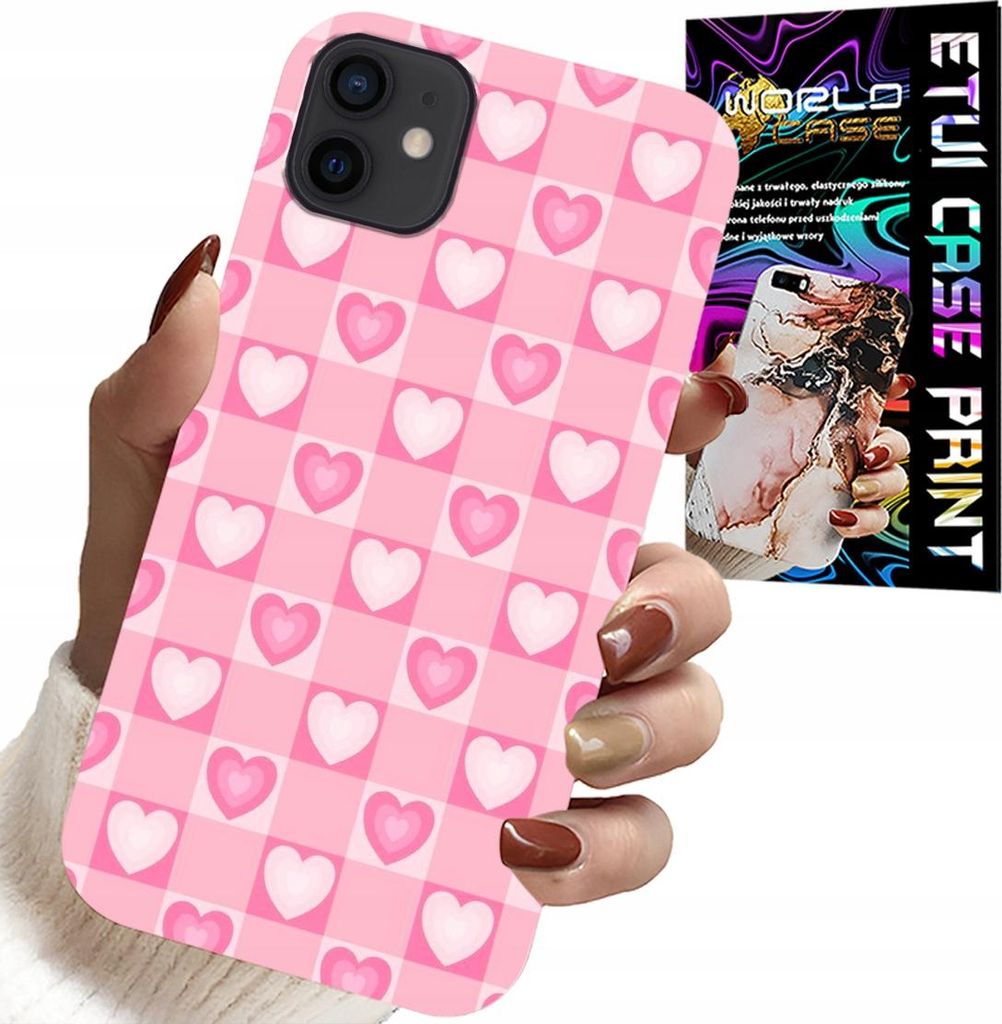 Fall Für Iphone 12 - Herzen Check Rosa Fall + Glas