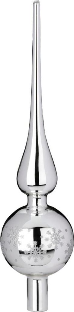 Christbaumspitze dekoriert 28cm Frosty Silver glanz