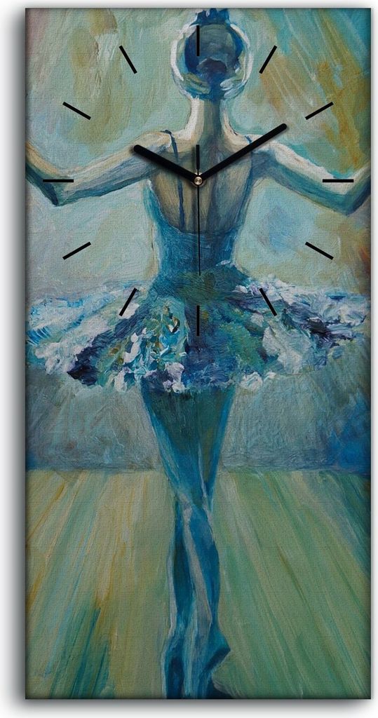 Wanduhr Uhr Wandbild Leinwand 30x60 Malerei Abstrakte Ballett Tänzerin Bühnen - schwarze Hände