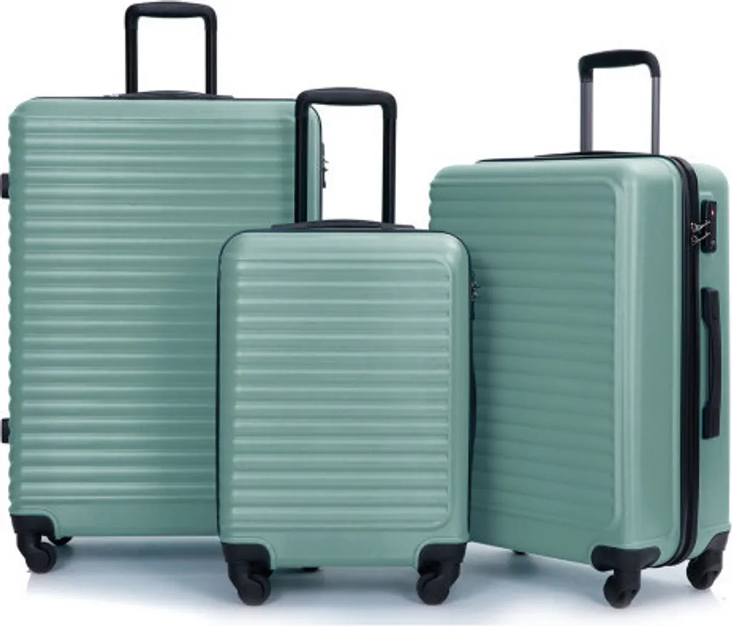Valigie Professionali AIORBER Verde Scuro - Set 3 Pezzi ABS con TSA