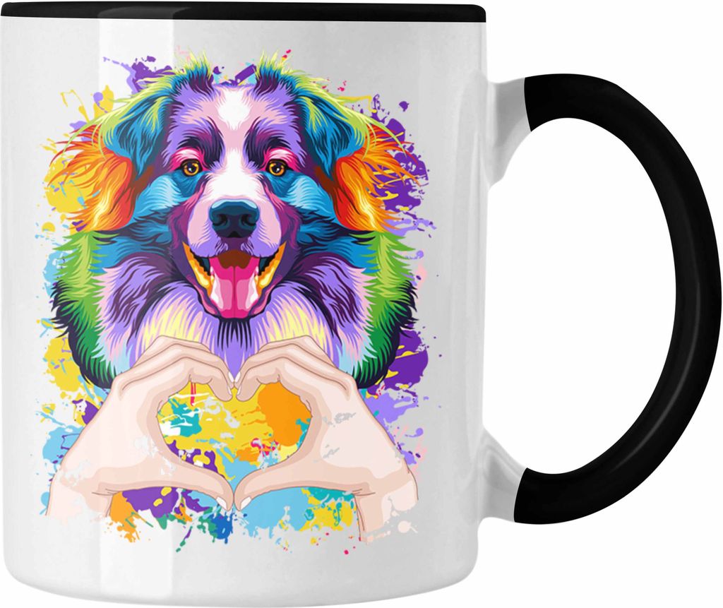 Trendation - Australian Shepherd Besitzer Farbe Love Tasse Geschenk Lustiger Spruch Geschenkidee Australian Shepherd Besitzerin (Schwarz)