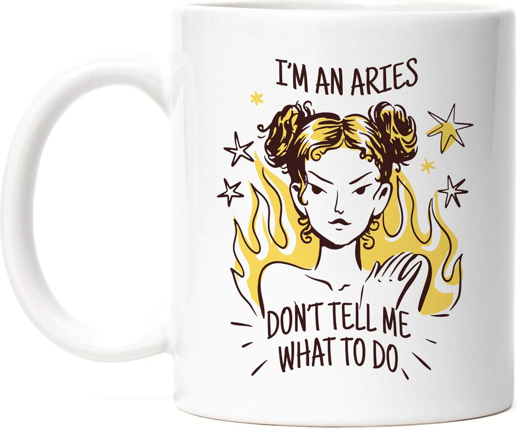 Widder Sternzeichen Tasse Weiss Aires Horoskop Geschenkidee Produktbild 