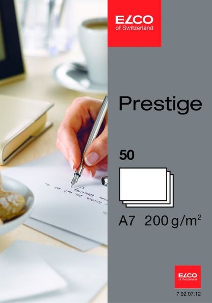 Elco Briefkarten Prestige - A7, hochweiß, satiniert, 50 Stück