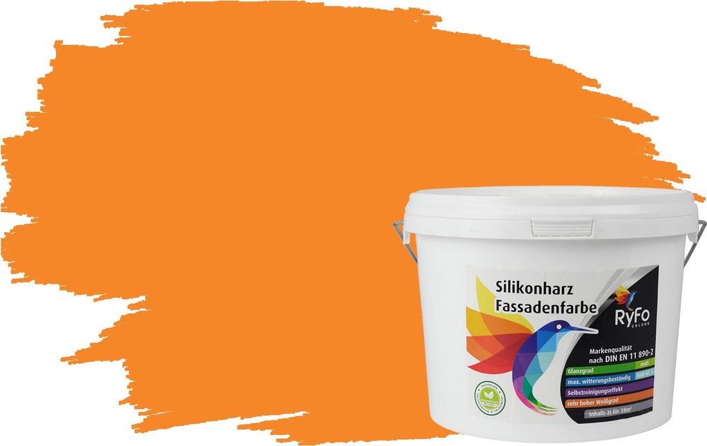 RyFo Colors Silikonharz Fassadenfarbe Lotuseffekt Trend Orangetöne Sanddorn 3l - bunte Fassadenfarbe, weitere Orange Farbtöne und Größen erhäl...