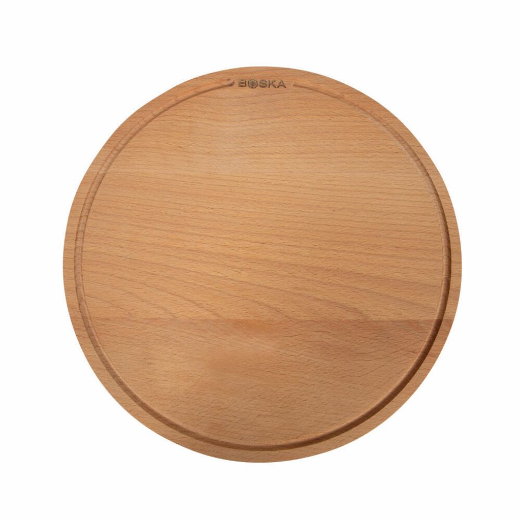 Boska Pizzabrett Amigo L / Pizzateller / Holzbrett / Buchenholz / Mit Saftrinne / Auch als Servierbrett / Rund 34cm