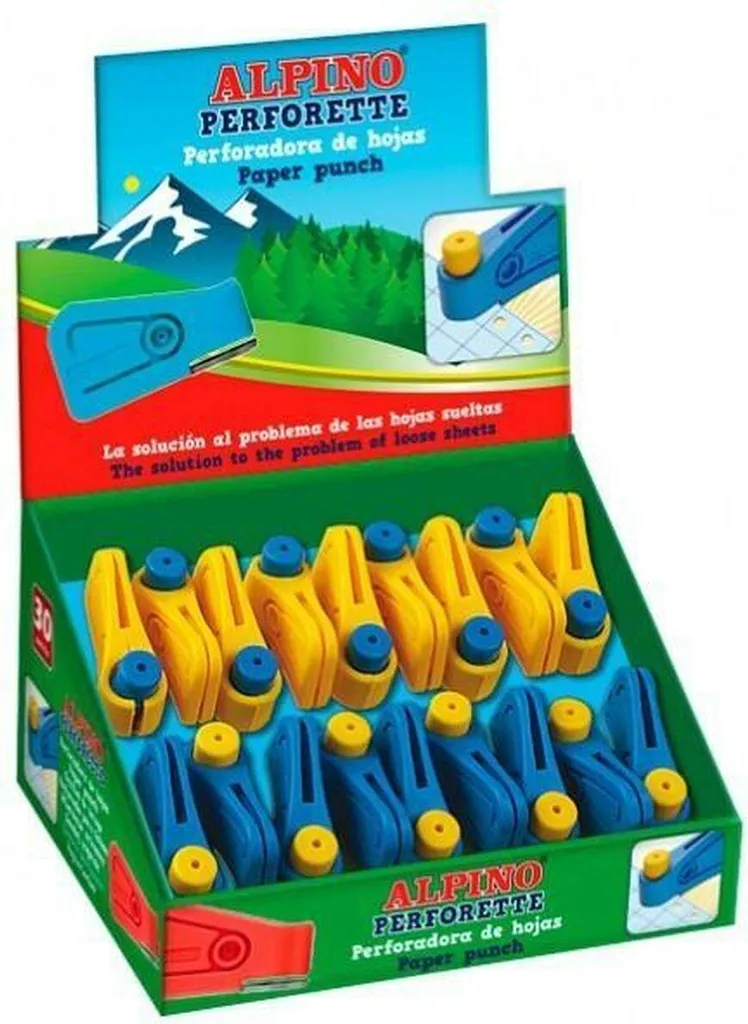 Set de 30 perforatrices 1 trou Alpino pour reliure et scrapbooking créatif