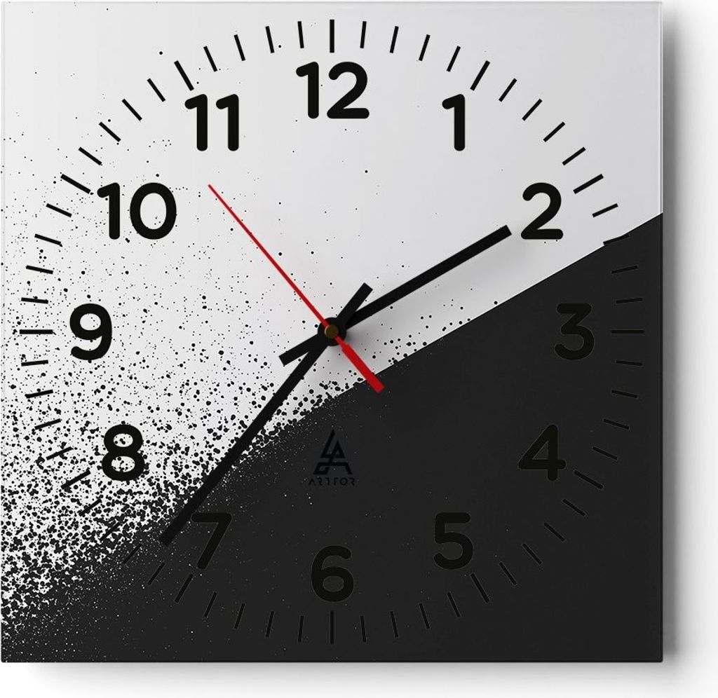 Wanduhr - Quadrat - Glasuhr - Schwarzweiß Hintergrund Geometrie - 40x40cm - Schleichendes Uhrwerk - Lautlos - zum Aufhängen bereit - Dekoration M...