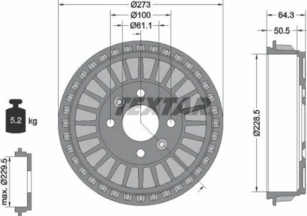 Tambour de frein arrière compatible avec Twingo et Clio