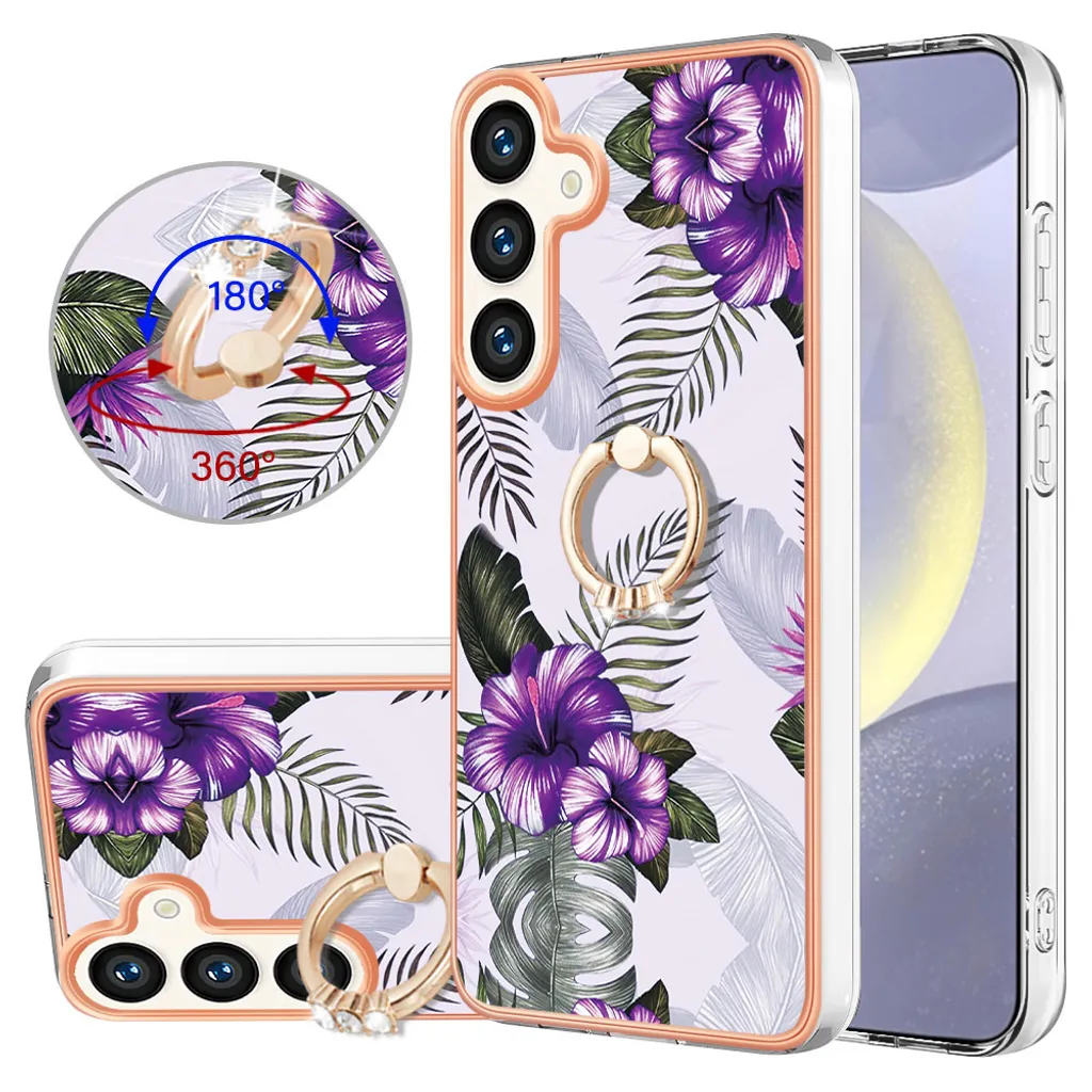 Custodia Samsung S24 Viola Elegante con Supporto Anello Rotante