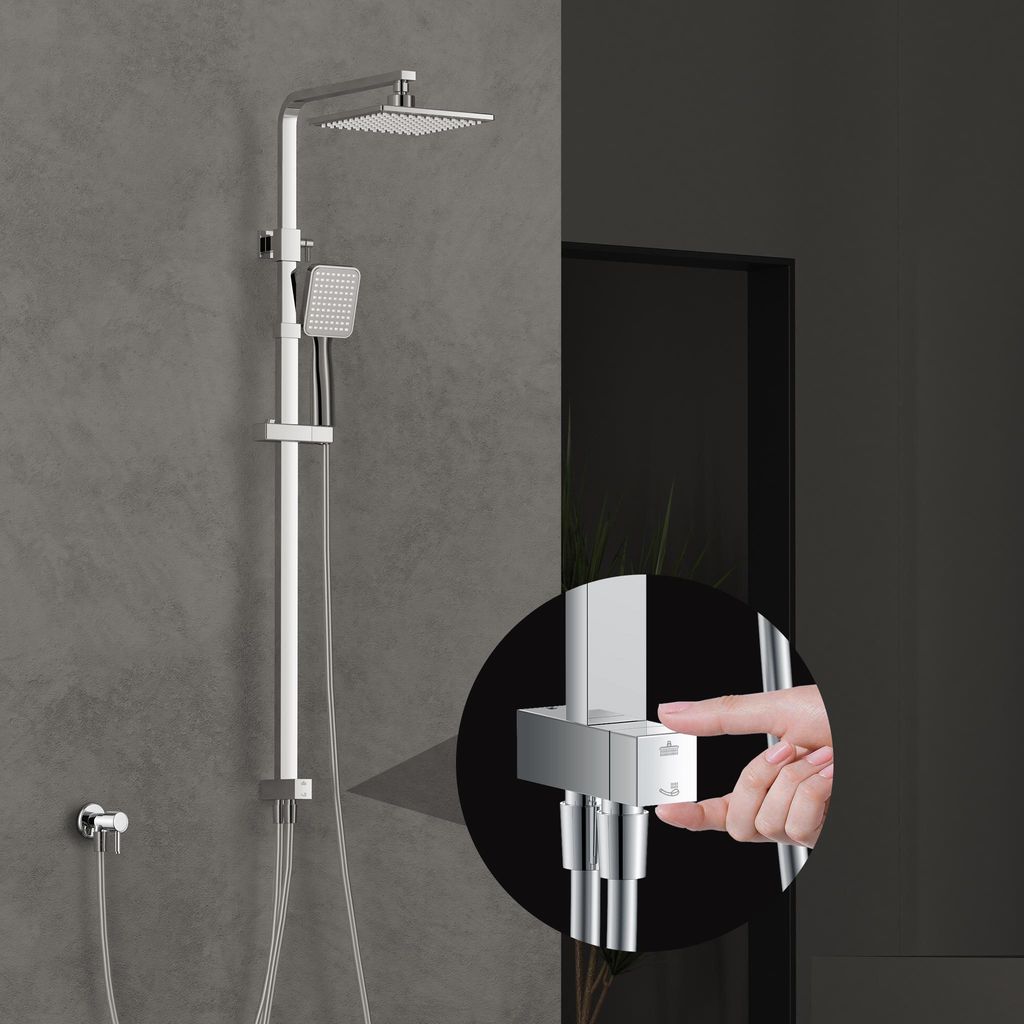 HOMELODY Duschsystem Schwarz - Regendusche Mit Handbrause - Ohne Armatur