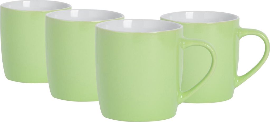 Argon Ta Farbige Kaffeetassen – 350 ml – Grün – 4er-Pack – Robuste Teetasse aus Steingut, spülmaschinen- und mikrowellengeeignet