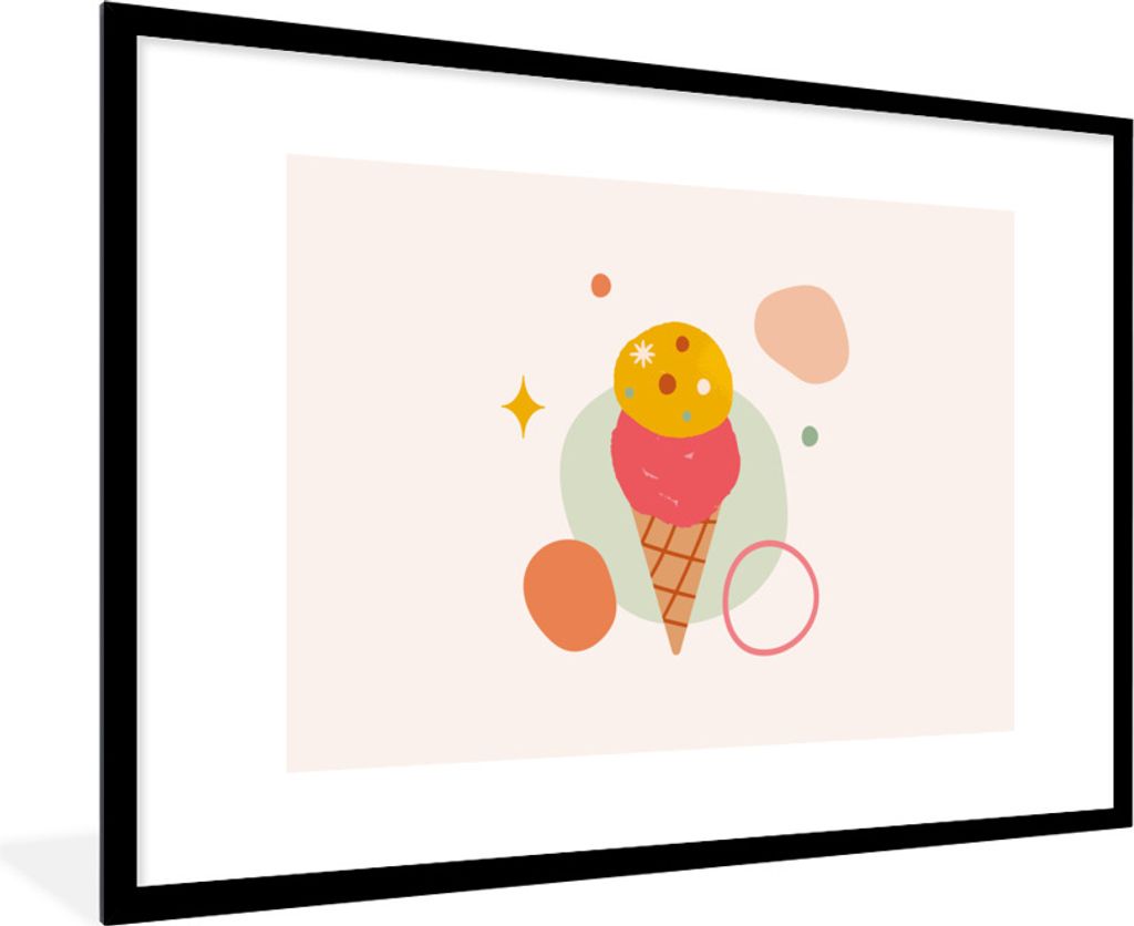 MuchoWow Gerahmtes Poster Eiscreme - Sommer - Farben 90x60 cm - Poster mit Schwarzem Bilderrahmen Wandposter Rahmen Foto Bilder - Wanddekoration ...