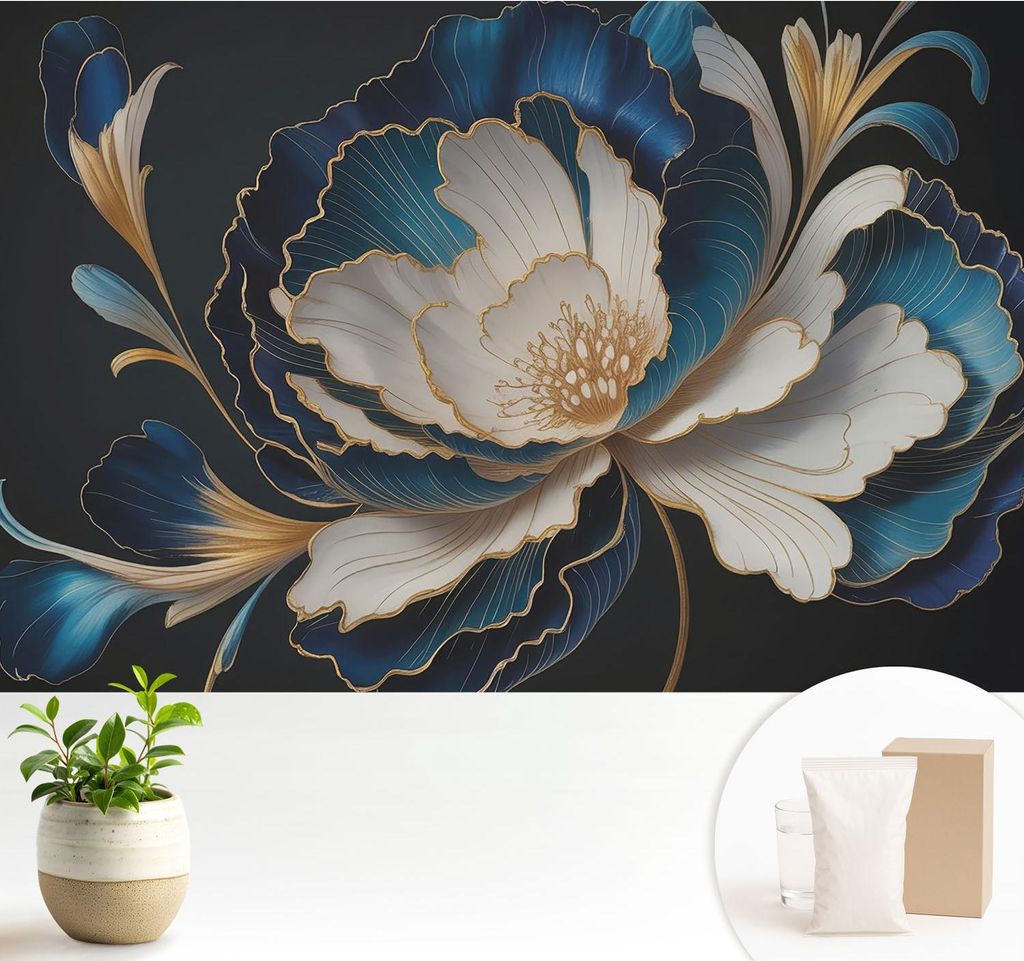 Fototapete - 104x70 cm - Tapete - Wandtapete - Wandbilder - Dekofolie - Tapete Folie - Wand - Dekoration - Wohnzimmer - Blumenmuster